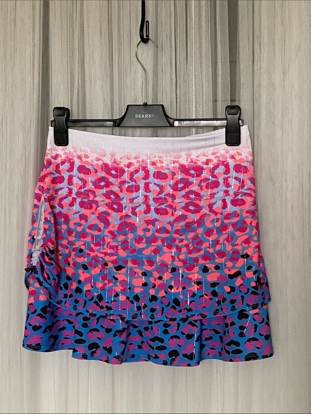 Lucky in Love Pink and Blue Ombre Leopard Mini Skort Tennis Size M